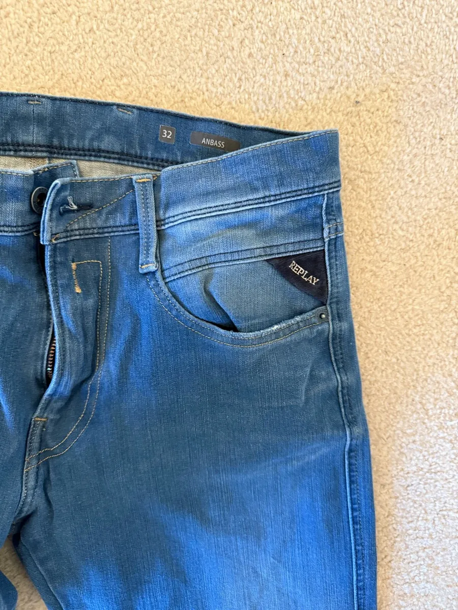 Men’s replay blue jeans hyper flex 32/32 - Image 2