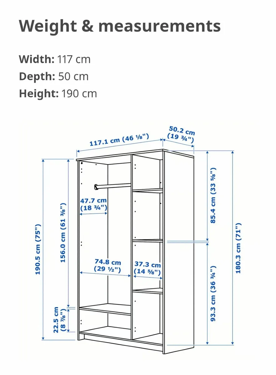 IKEA 3 door wardrobe with mirror (Brimnes) - Image 2