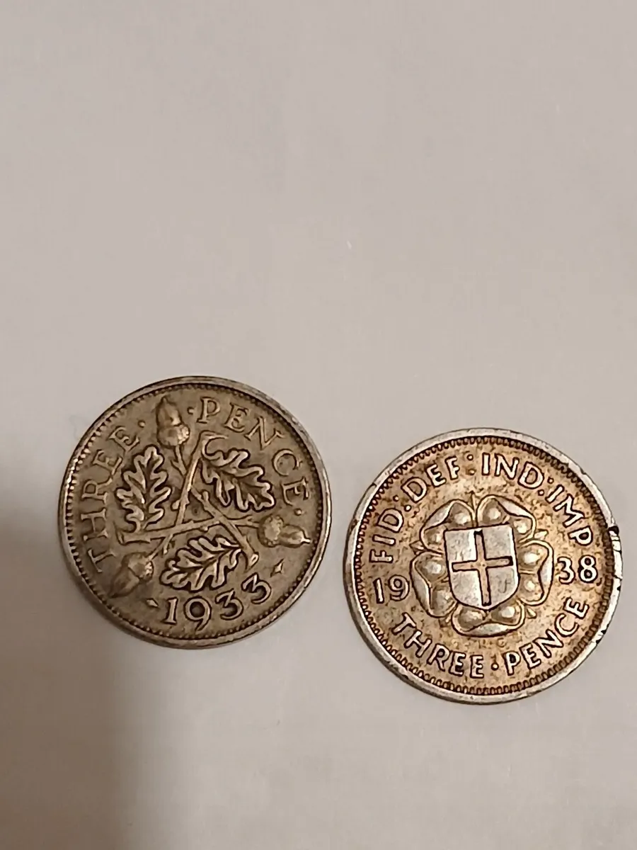 British silver three pences - Image 1