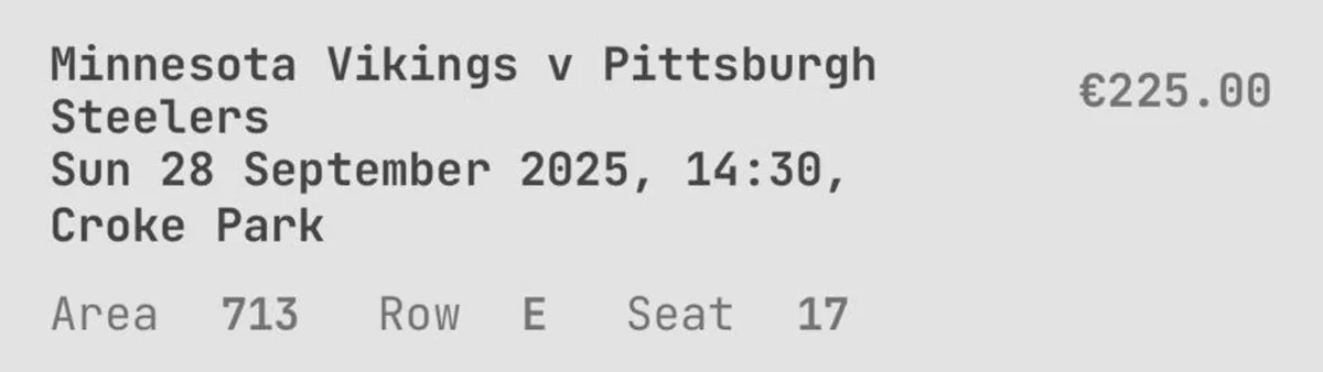 NFL Steelers vs Vikings ticket (x1) Sect 713 - Image 4
