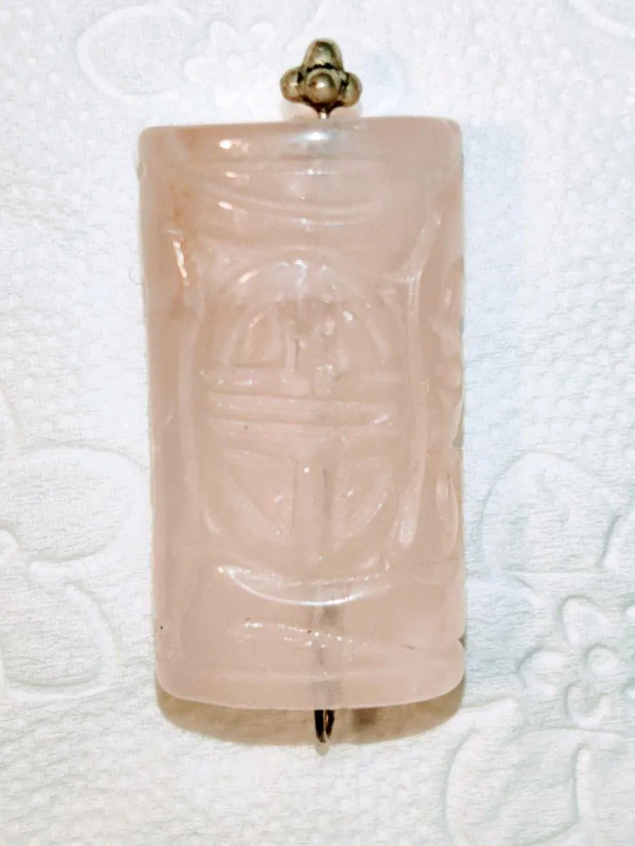 RARE LARGE PINK QUARTZ, Hand Carved Pendant ! - Image 2