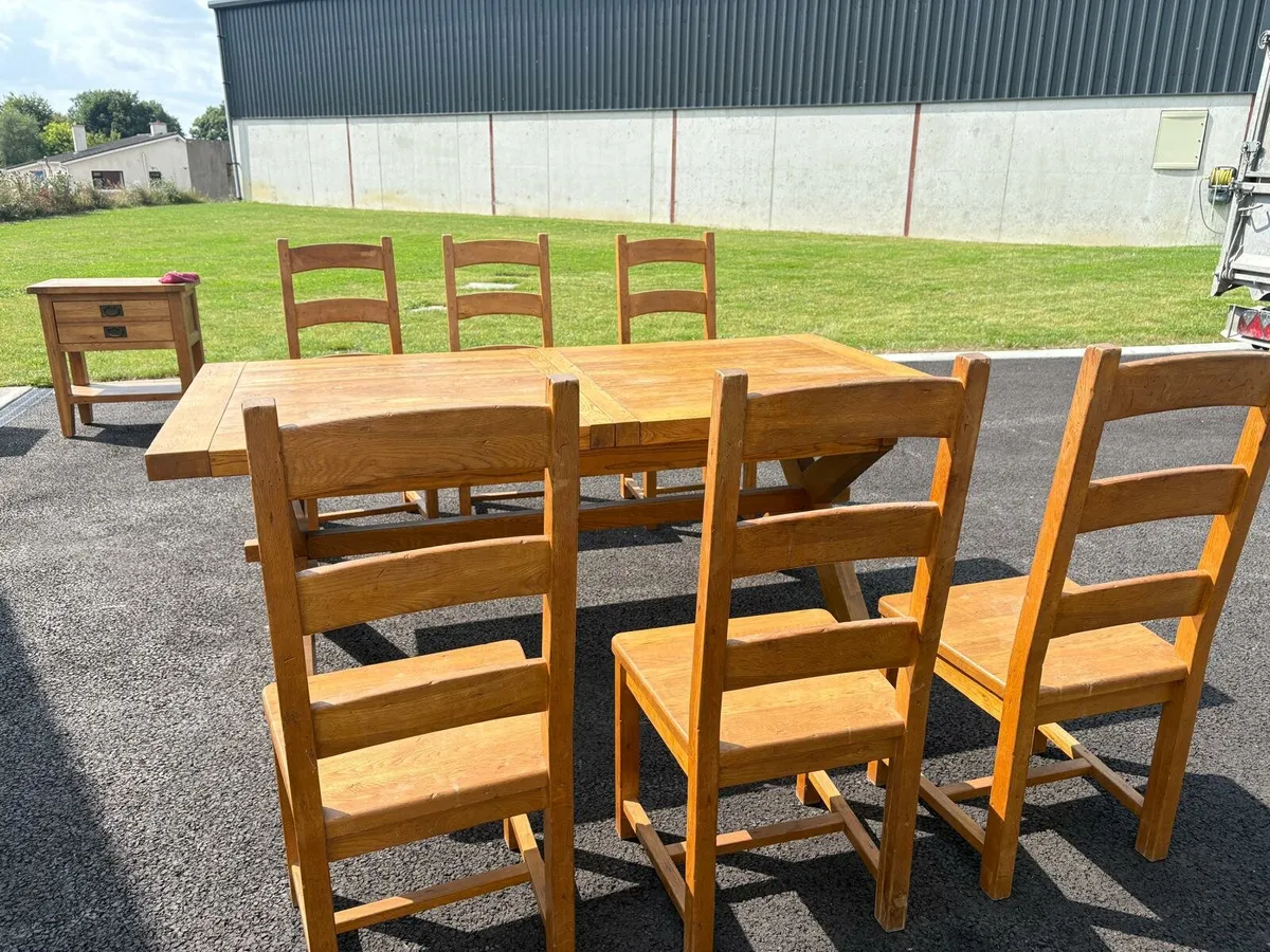 Solid Oak Dining Table & Chair - Image 2