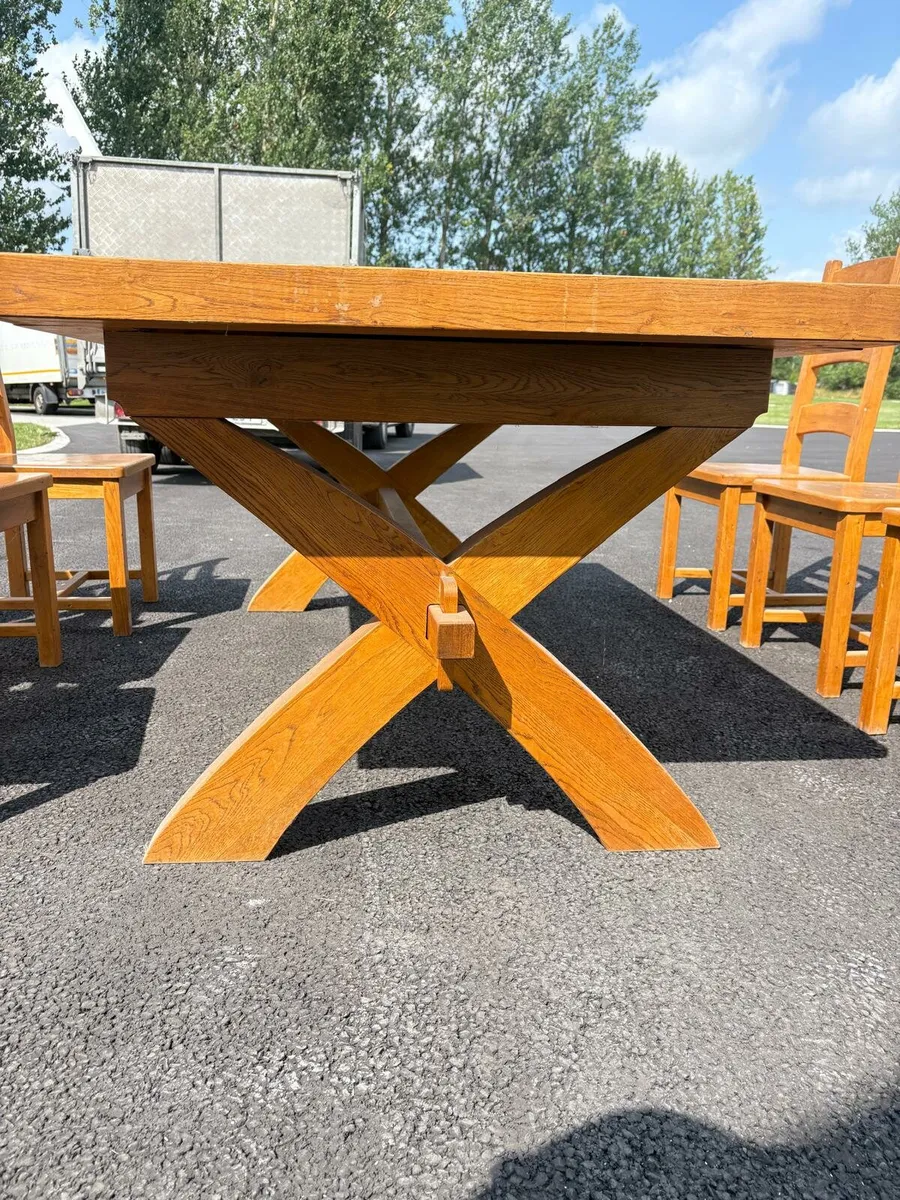 Solid Oak Dining Table & Chair - Image 4