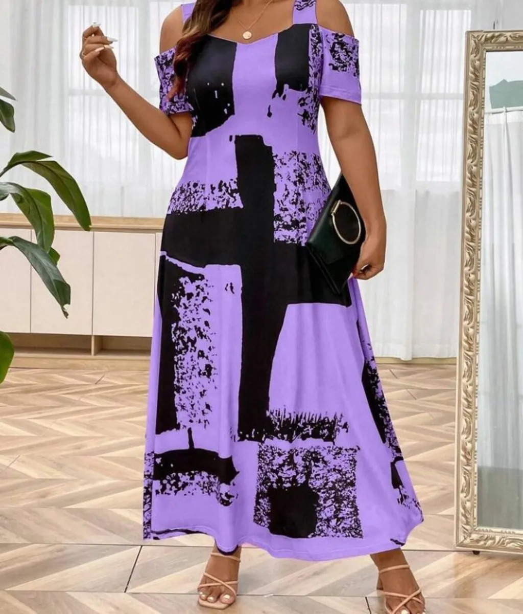 Beautiful Lilac/Black Graphic Dress - Image 1