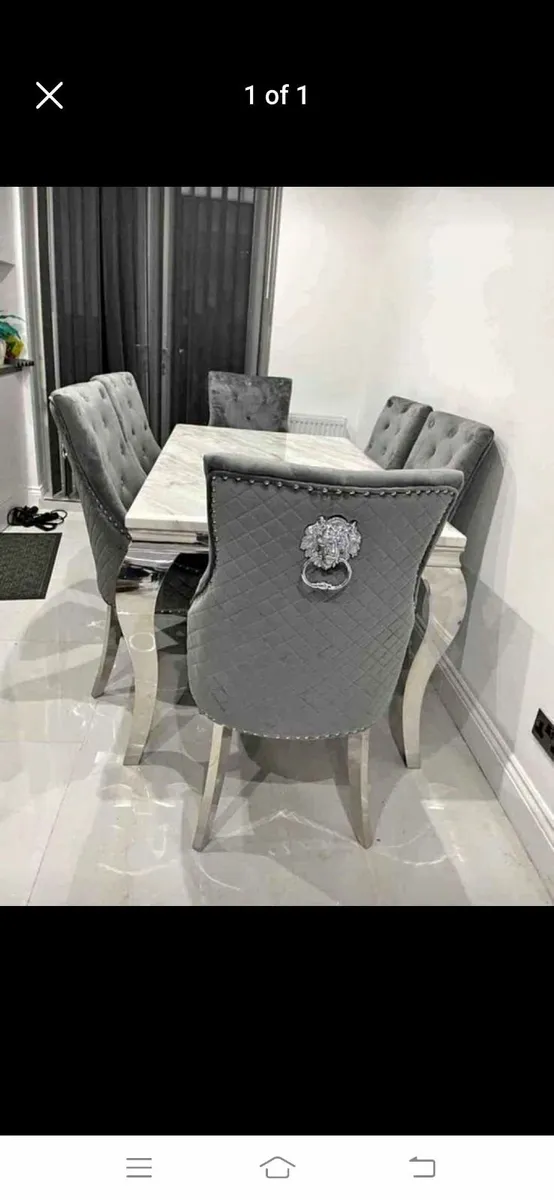 Brand New marble dining table with chairs - Image 1