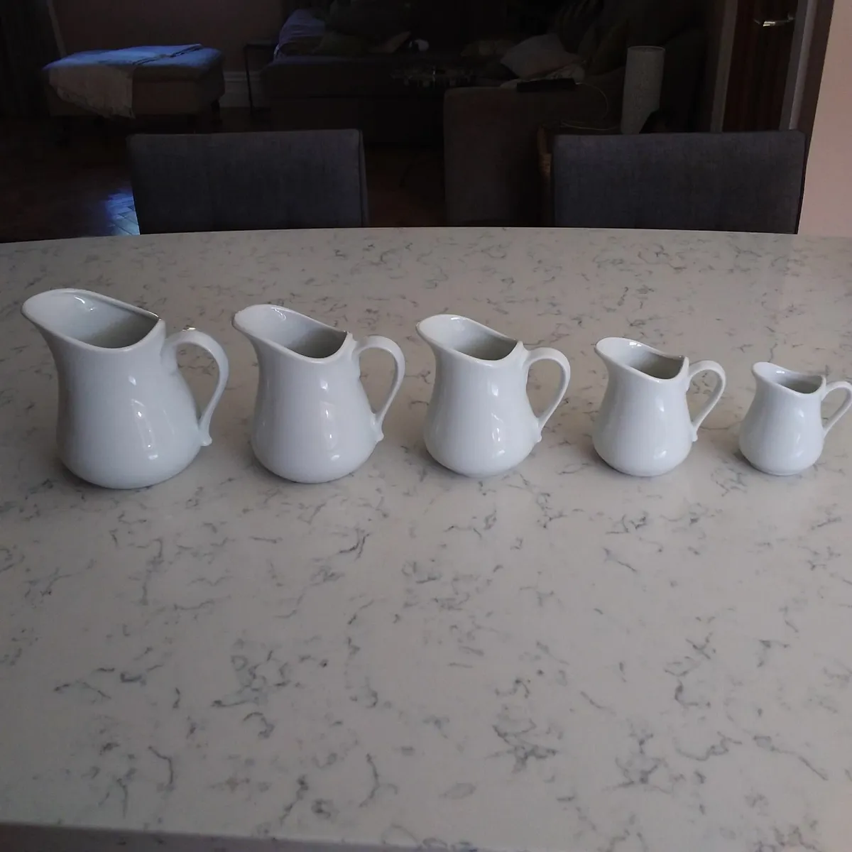 Set of French Apilco White Jugs - Image 1