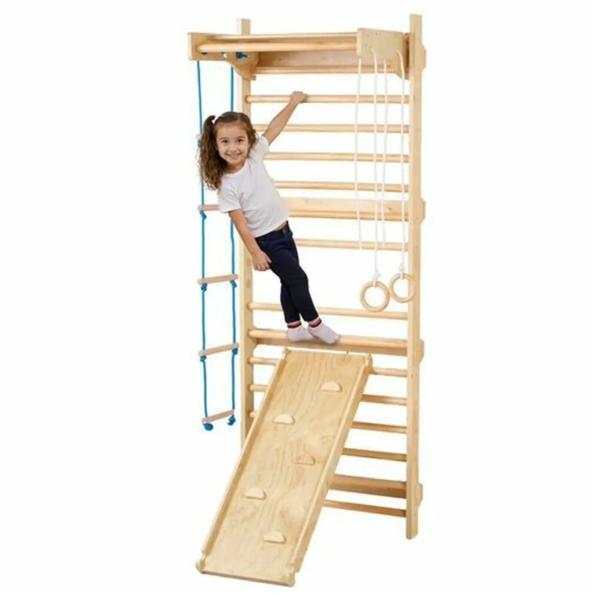Swedish Ladder Wall Gym 5 in 1 Wooden Indoor Playg - Image 1