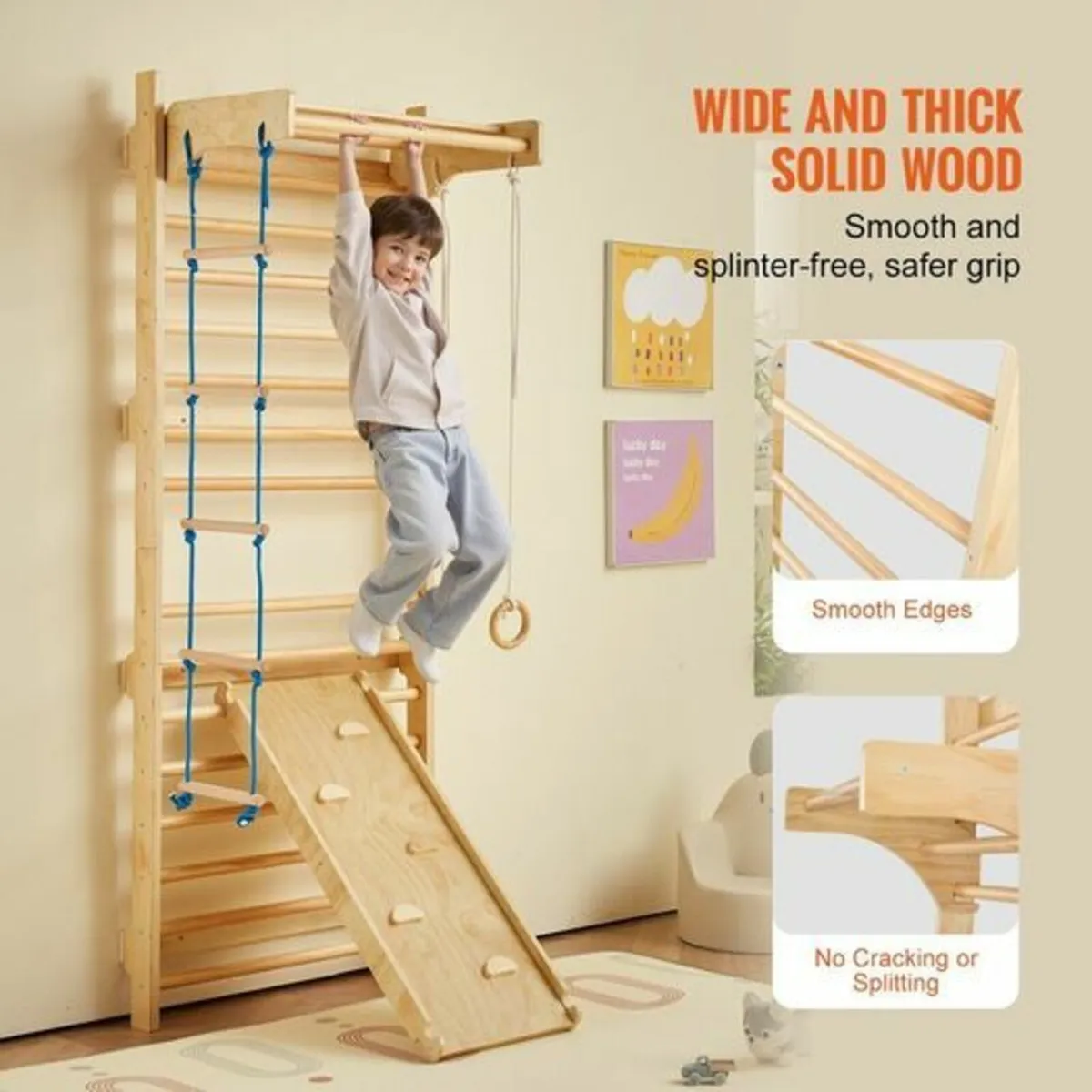 Swedish Ladder Wall Gym 5 in 1 Wooden Indoor Playg - Image 4