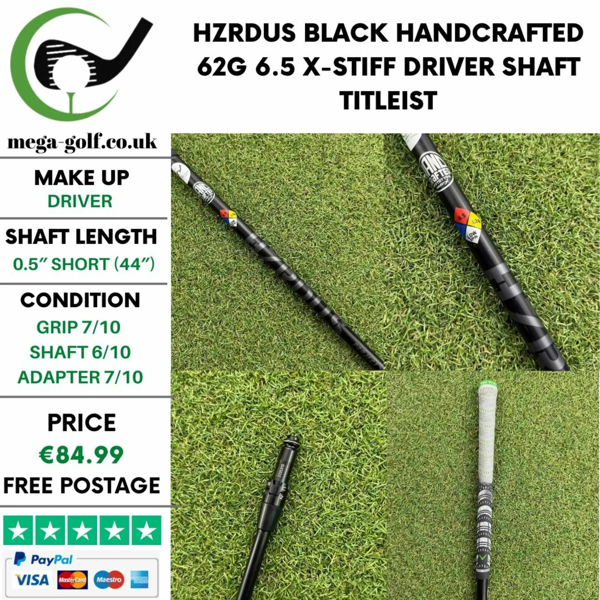 Hzrdus Black Handcrafted 62G 6.5 X-Stiff Driver - Image 1