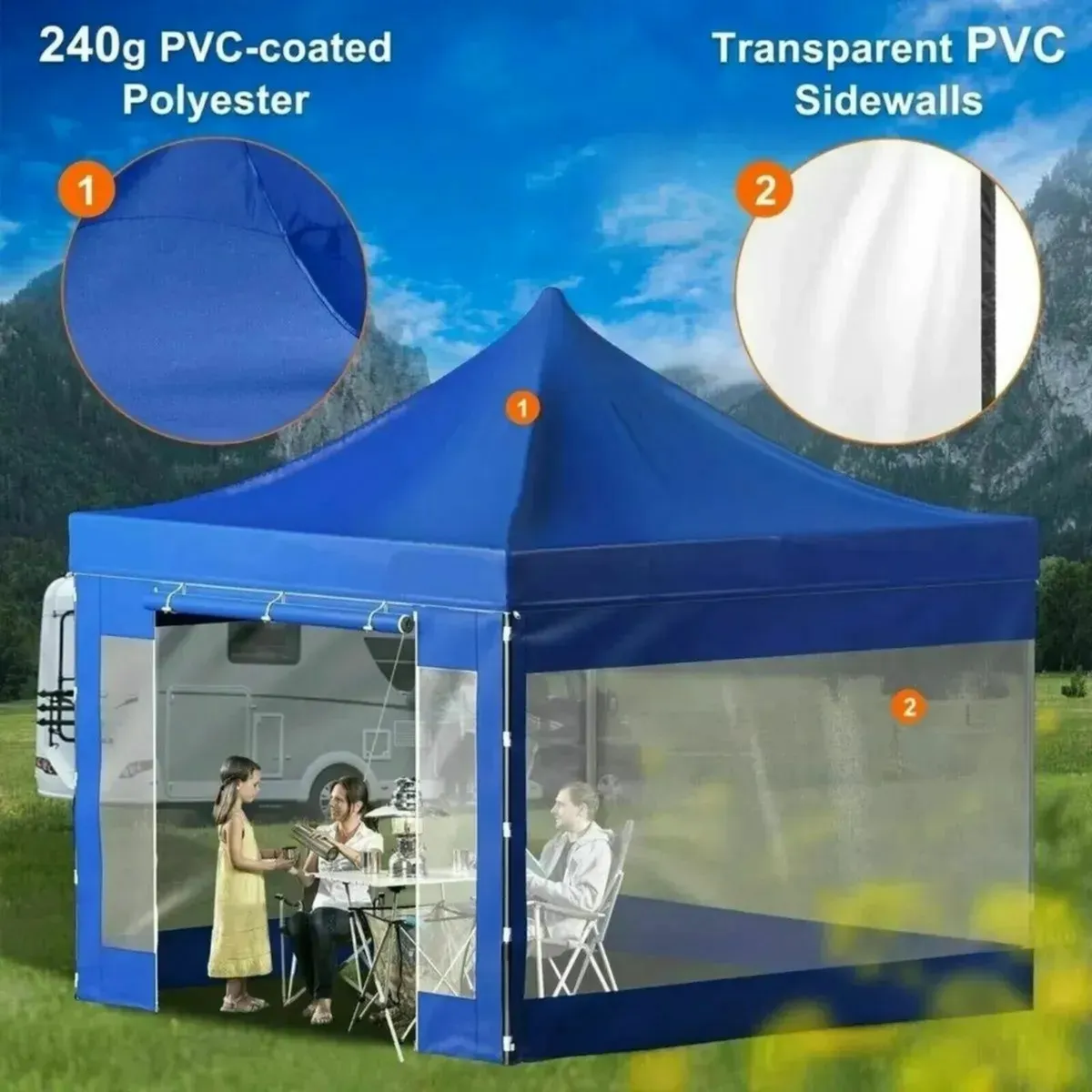 Gazebo Tent Pop-Up Canopy Tent 10 x 10 FT Blue - Image 1