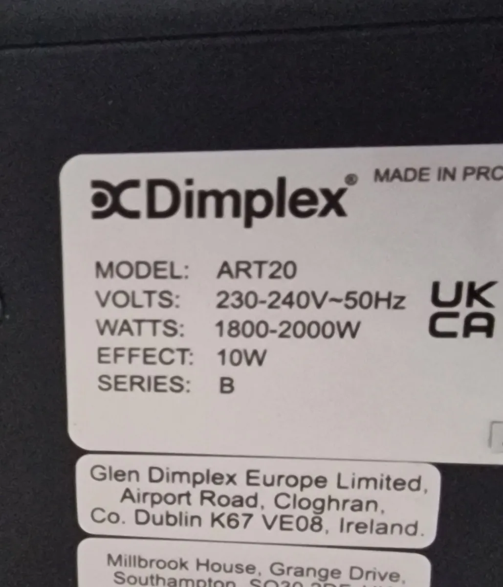 Dimplex  Wall Mounted Fire | ART20 - Image 2