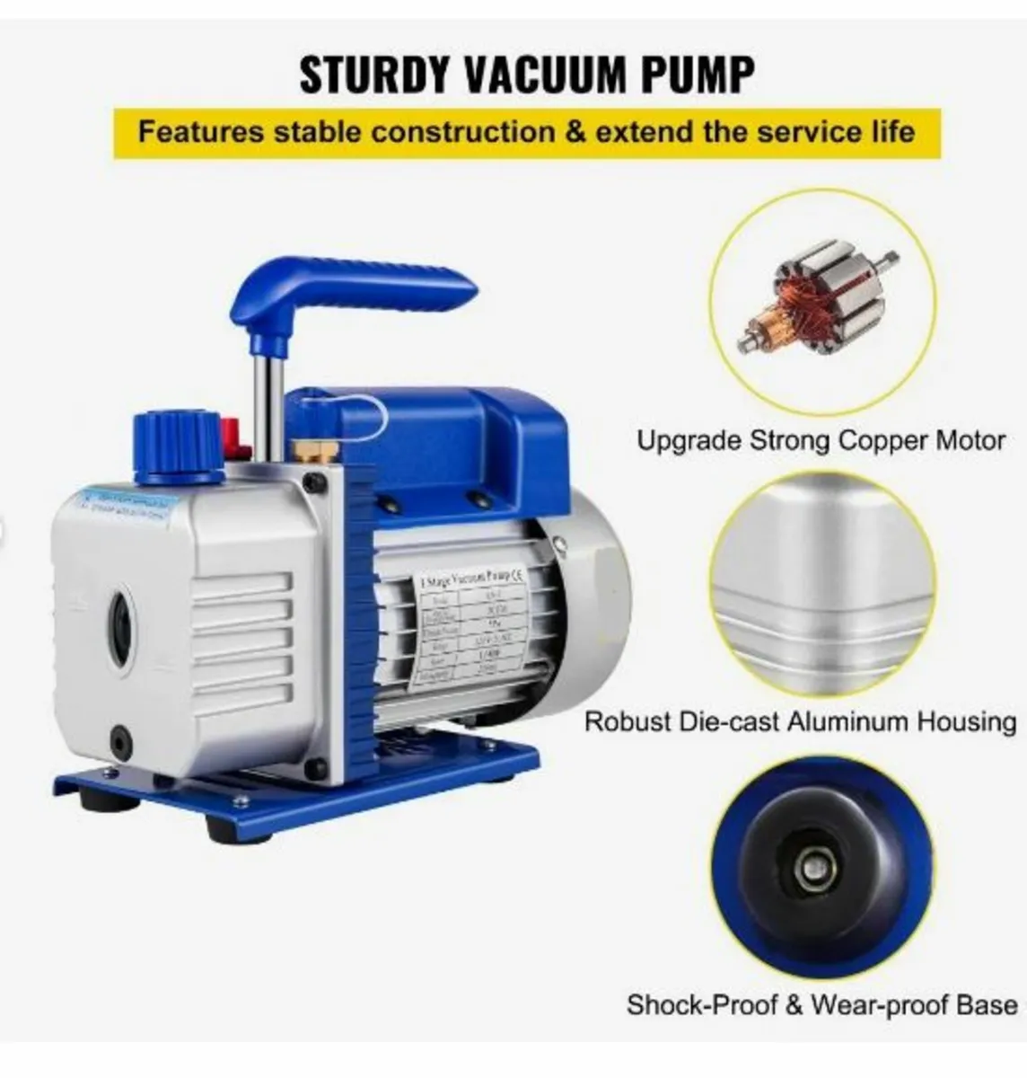 183 L/min(3CFM) 246W(1/3HP) Vacuum - Image 3