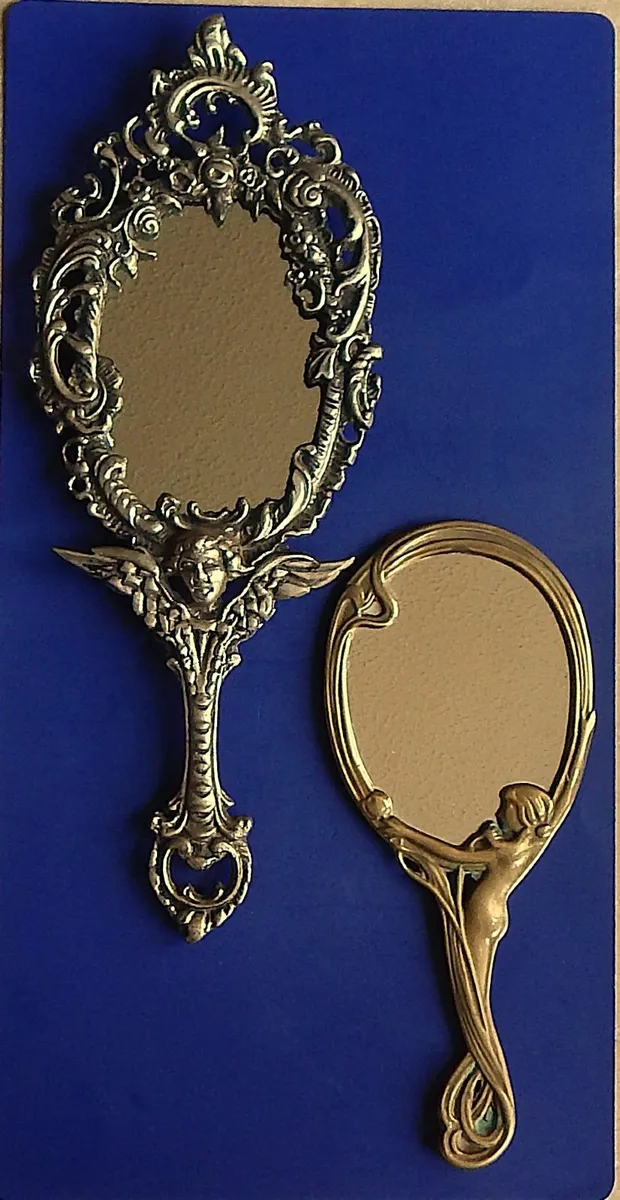Cast Metal & Brass Art Deco Style Hand Mirrors - Image 1