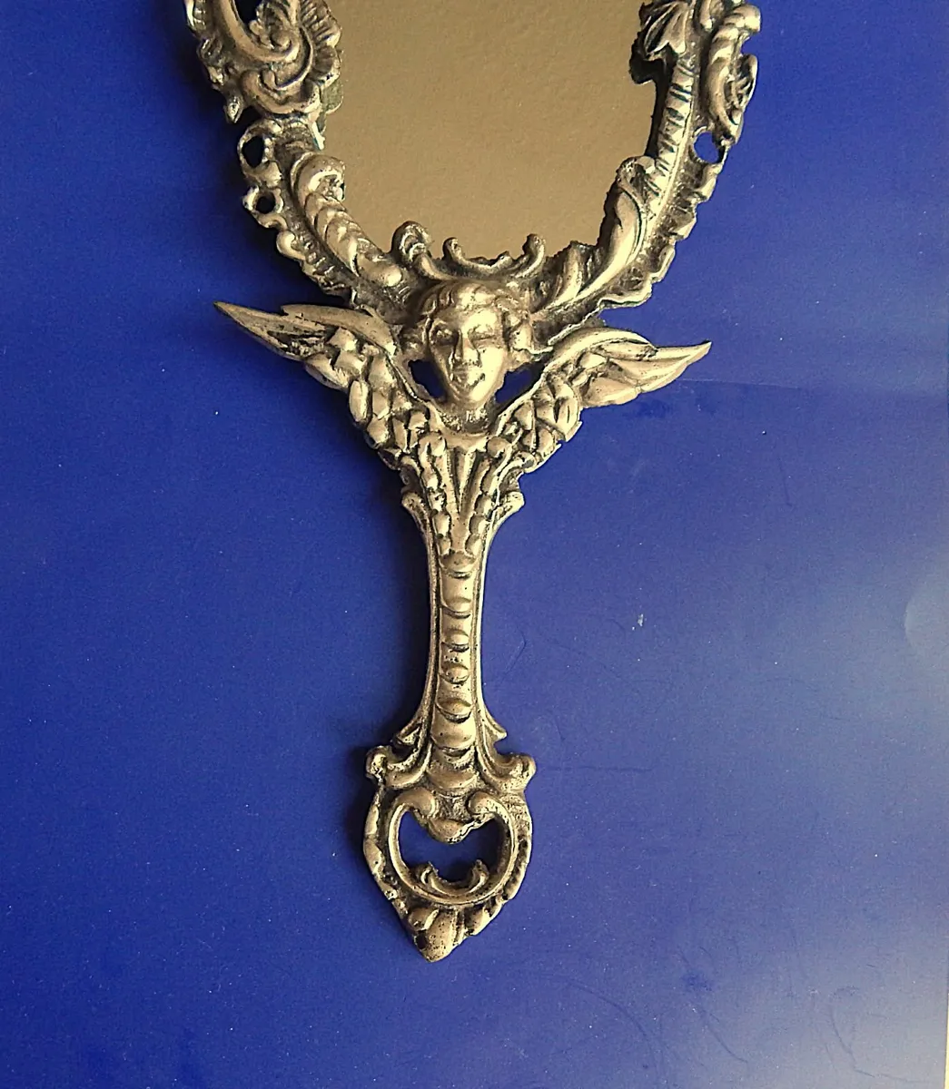 Cast Metal & Brass Art Deco Style Hand Mirrors - Image 3