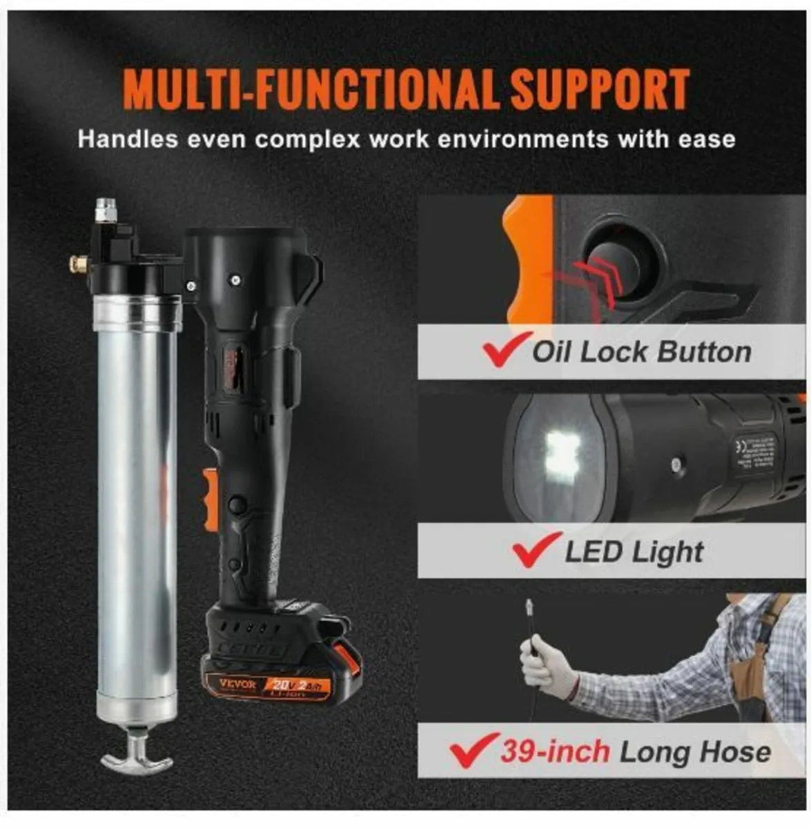 Cordless Grease Gun, 20-Volt, 10,000 PSI - Image 2