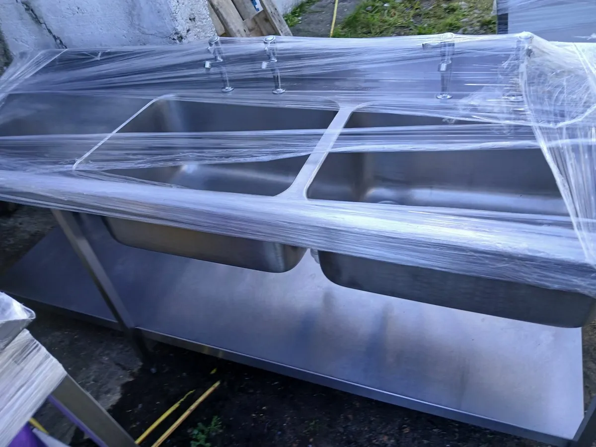 Stainless steel cabbinet double sink unit complete - Image 2
