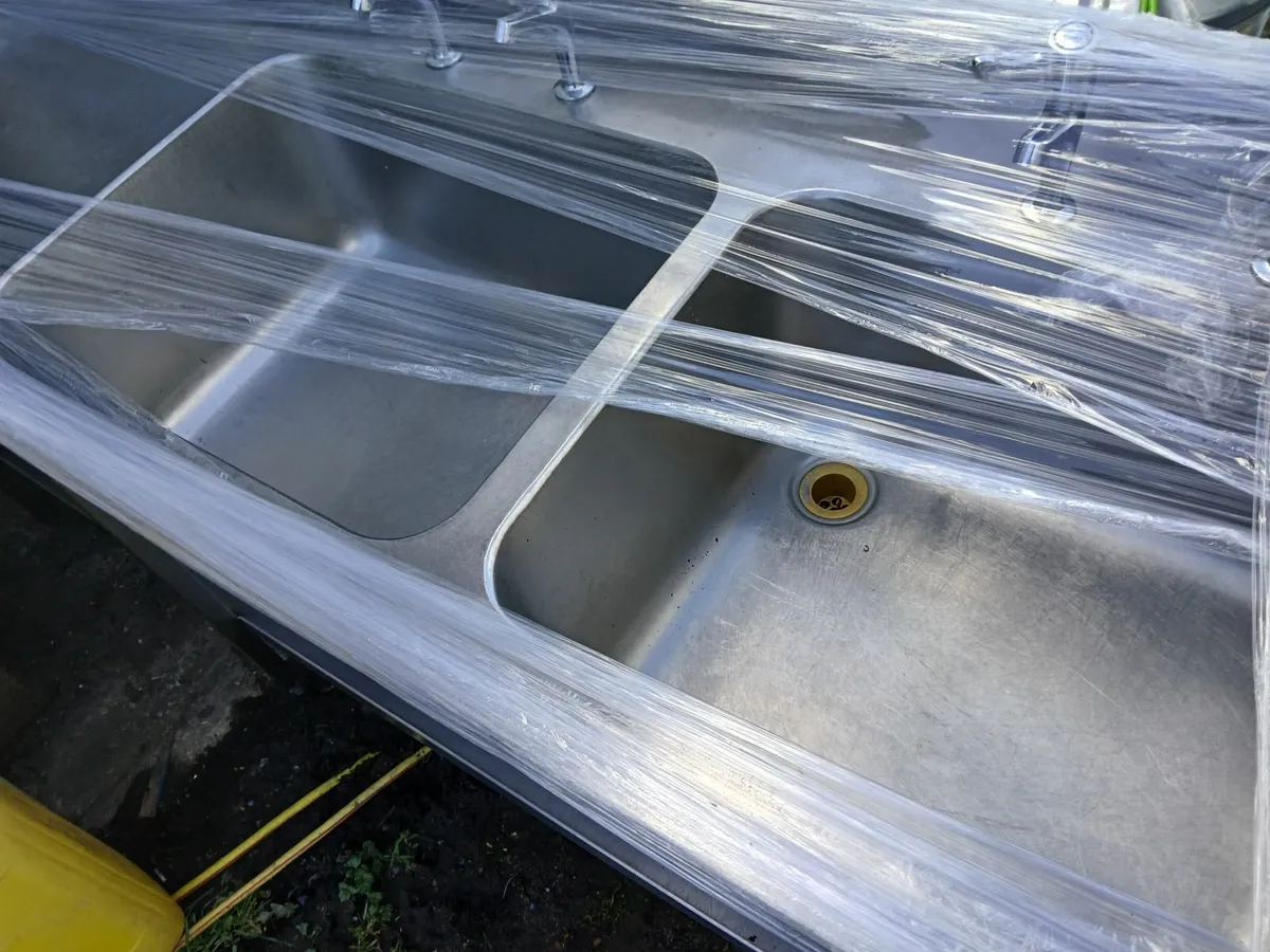 Stainless steel cabbinet double sink unit complete - Image 4