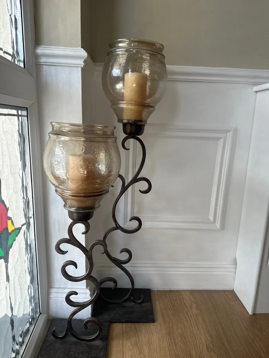 Two tall candle holders. - Image 1