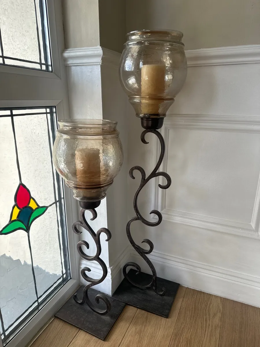 Two tall candle holders. - Image 2