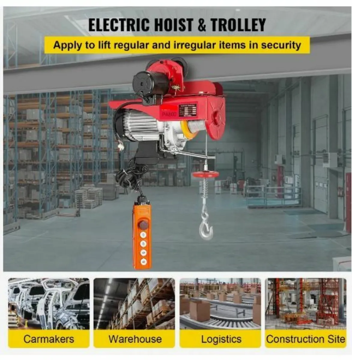 800Kg/1700Lbs Electric Trolley Hoist 1300W - Image 4