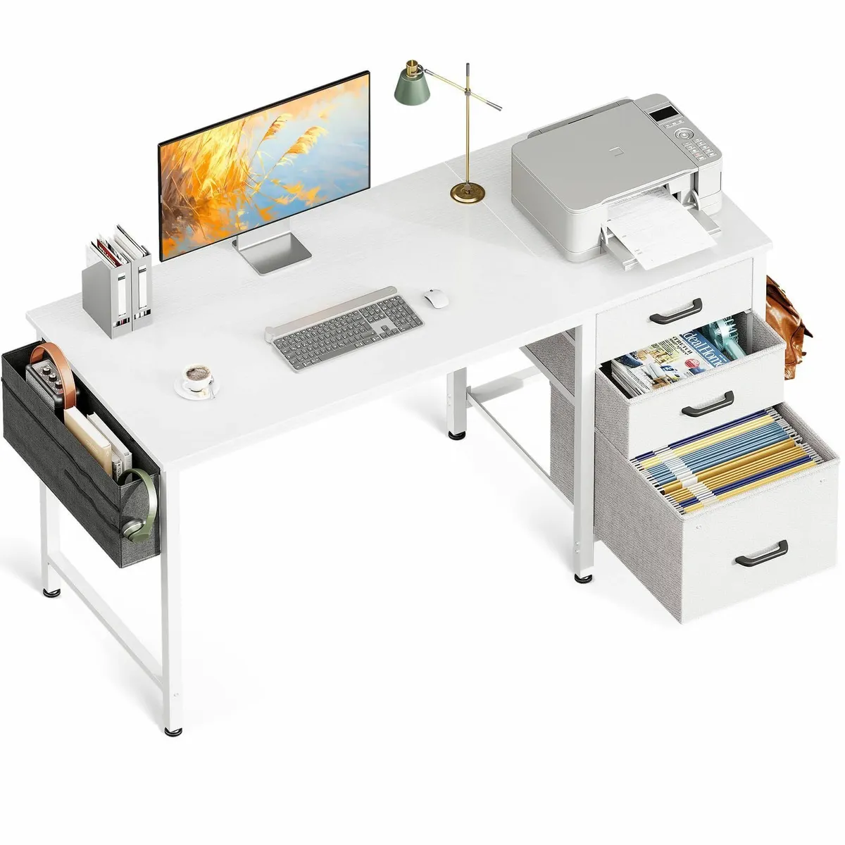 Computer Desk with Drawers, 120×48cm Office Desk w - Image 1