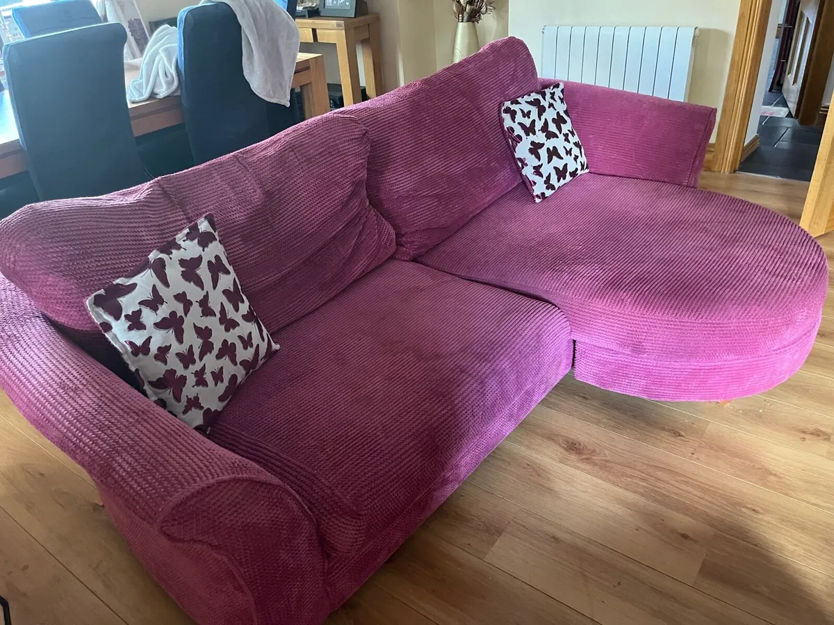 Pink cord DFS Sofa free for collection only - Image 1