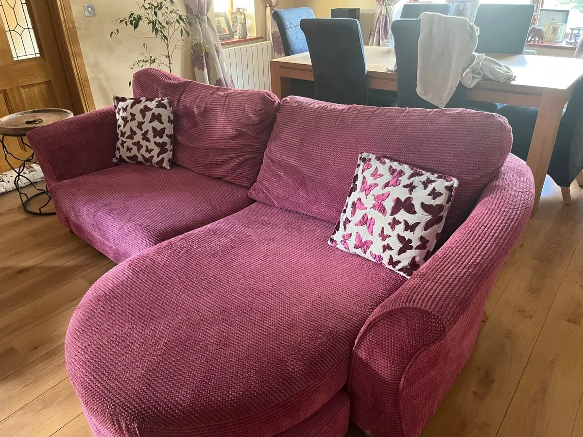 Pink cord DFS Sofa free for collection only - Image 2
