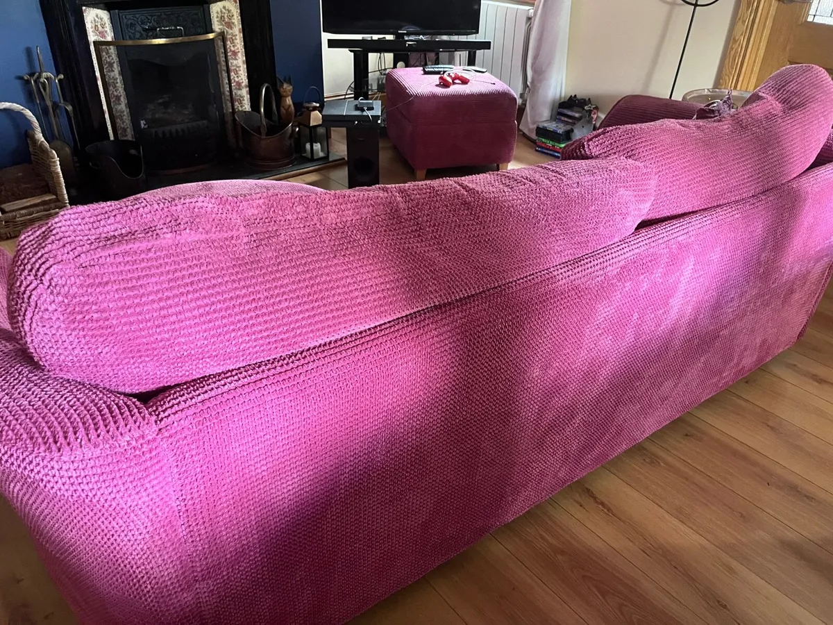 Pink cord DFS Sofa free for collection only - Image 4