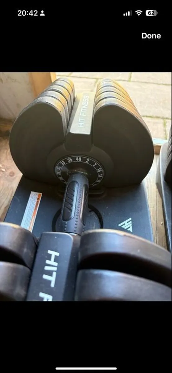 40kg Adjustable Dumbbell Set & Rack on Rollers - Image 3