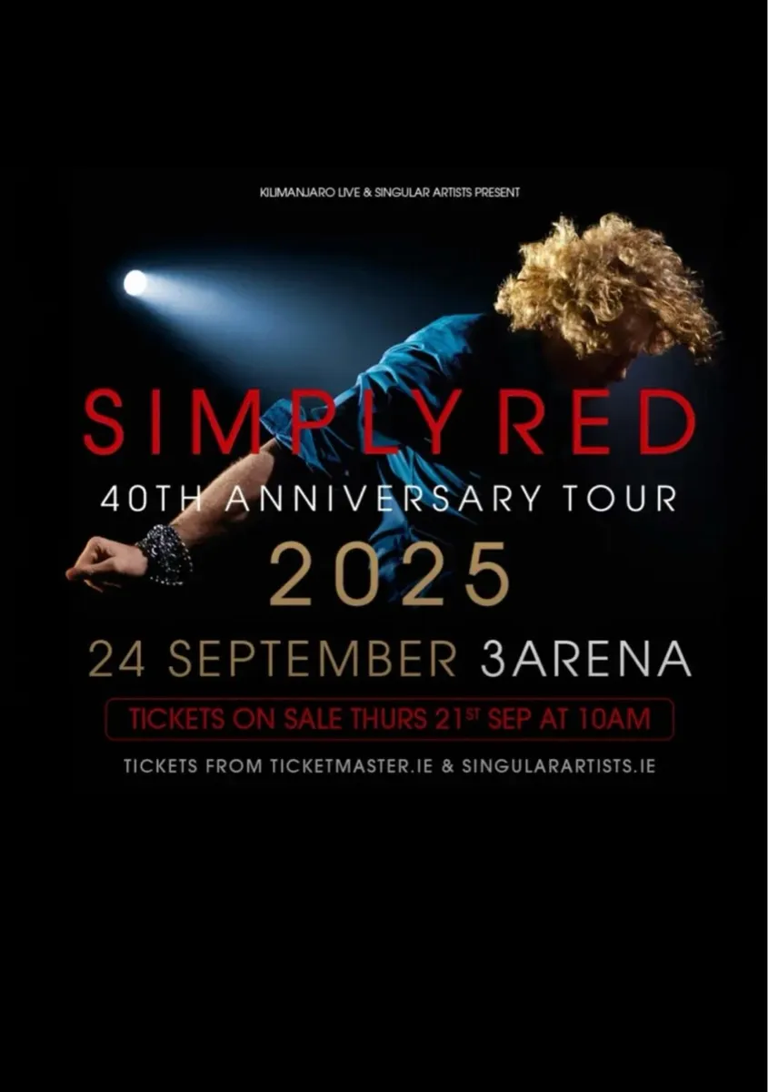 Two Block E Row 7 Simply Red Tickets Dublin