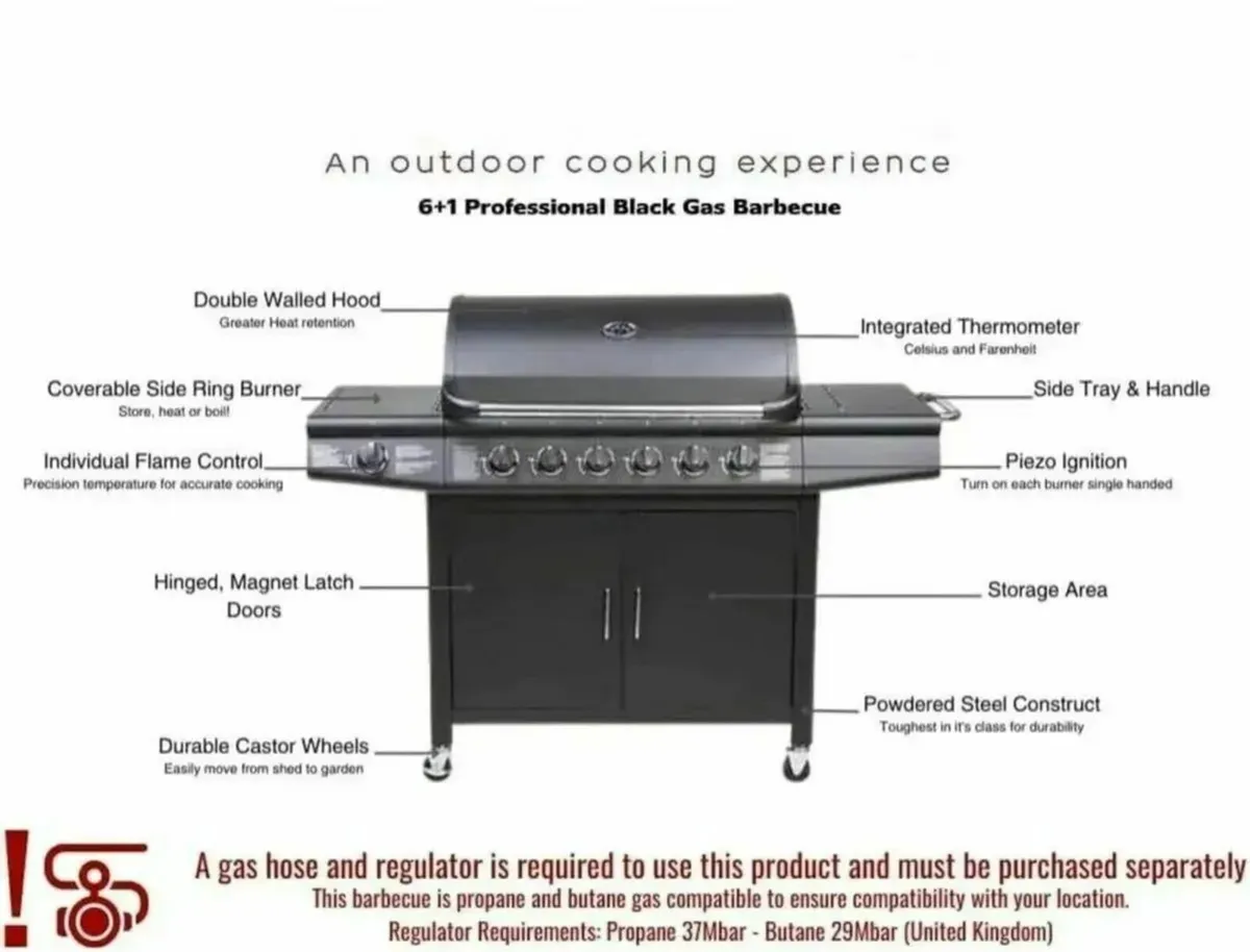 Garden Grill with 4+1 Gas Burners Barbecue Outdoor - Image 3