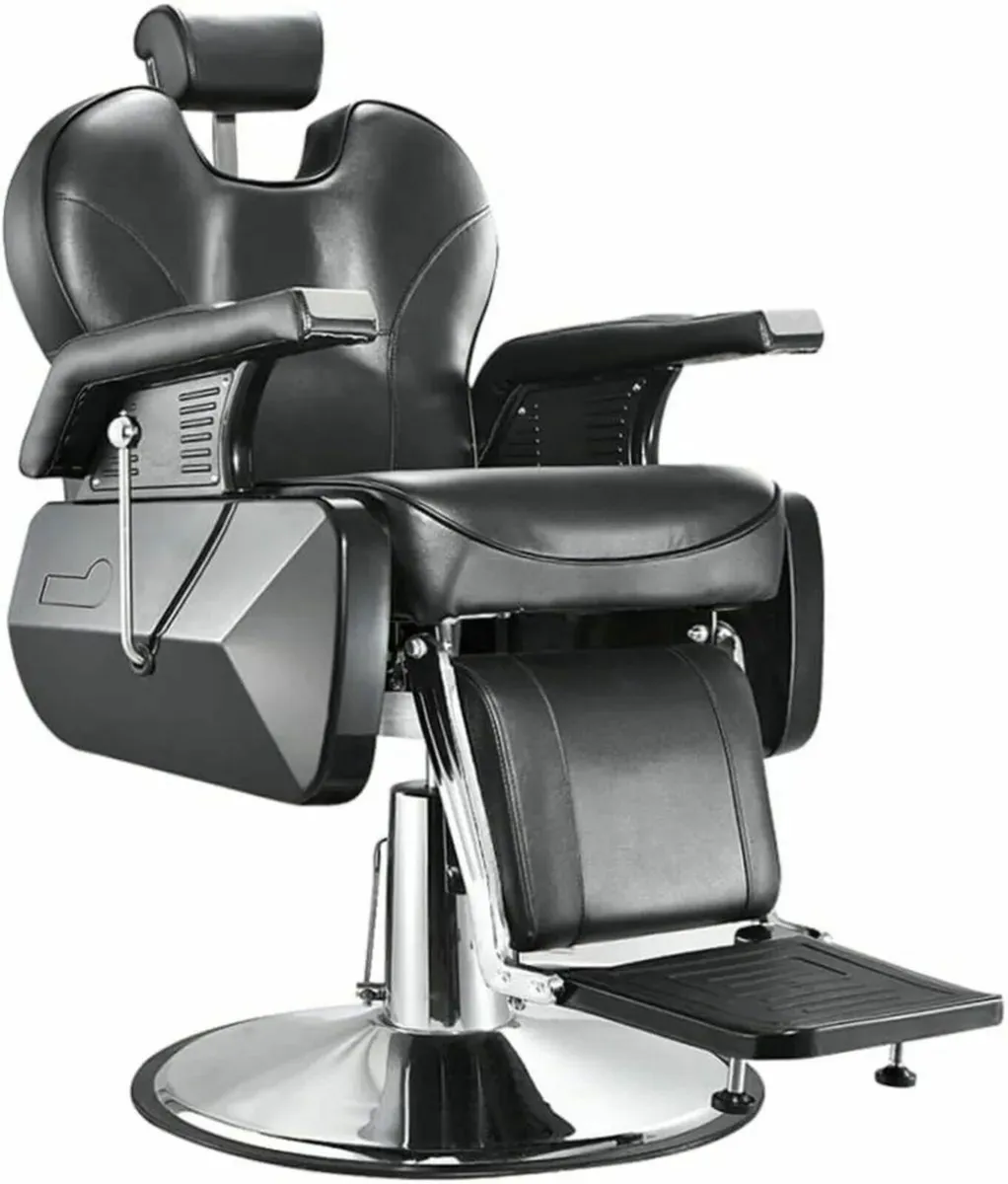 Black Barber Chair Adjustable Reclining Salon Seat - Image 1