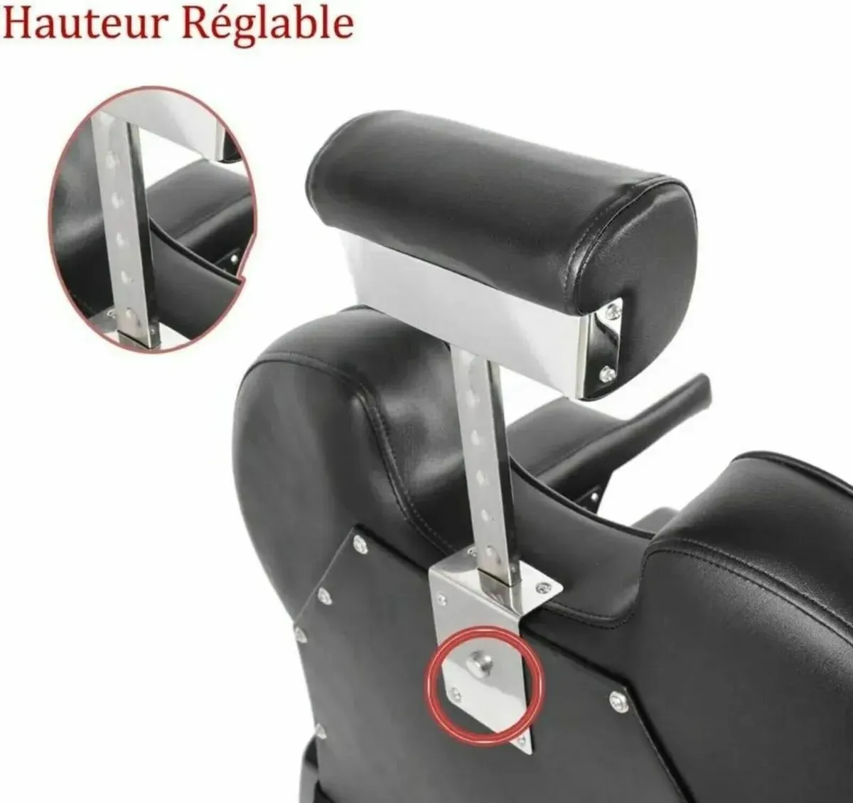 Black Barber Chair Adjustable Reclining Salon Seat - Image 3