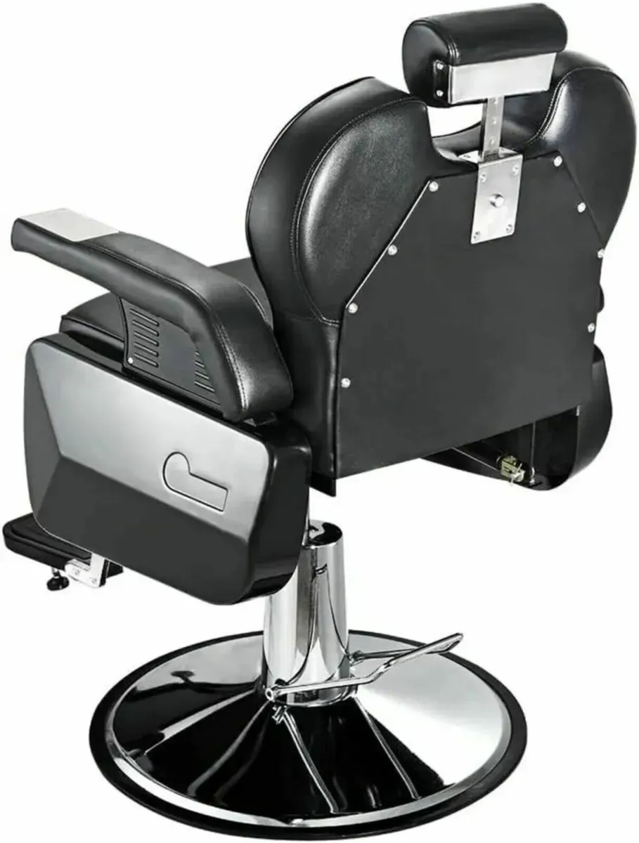 Black Barber Chair Adjustable Reclining Salon Seat - Image 4