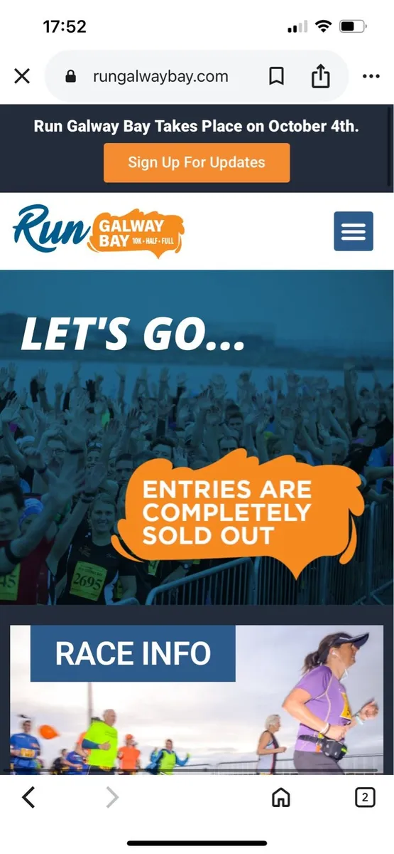 Run Galway bay half marathon ticket x2