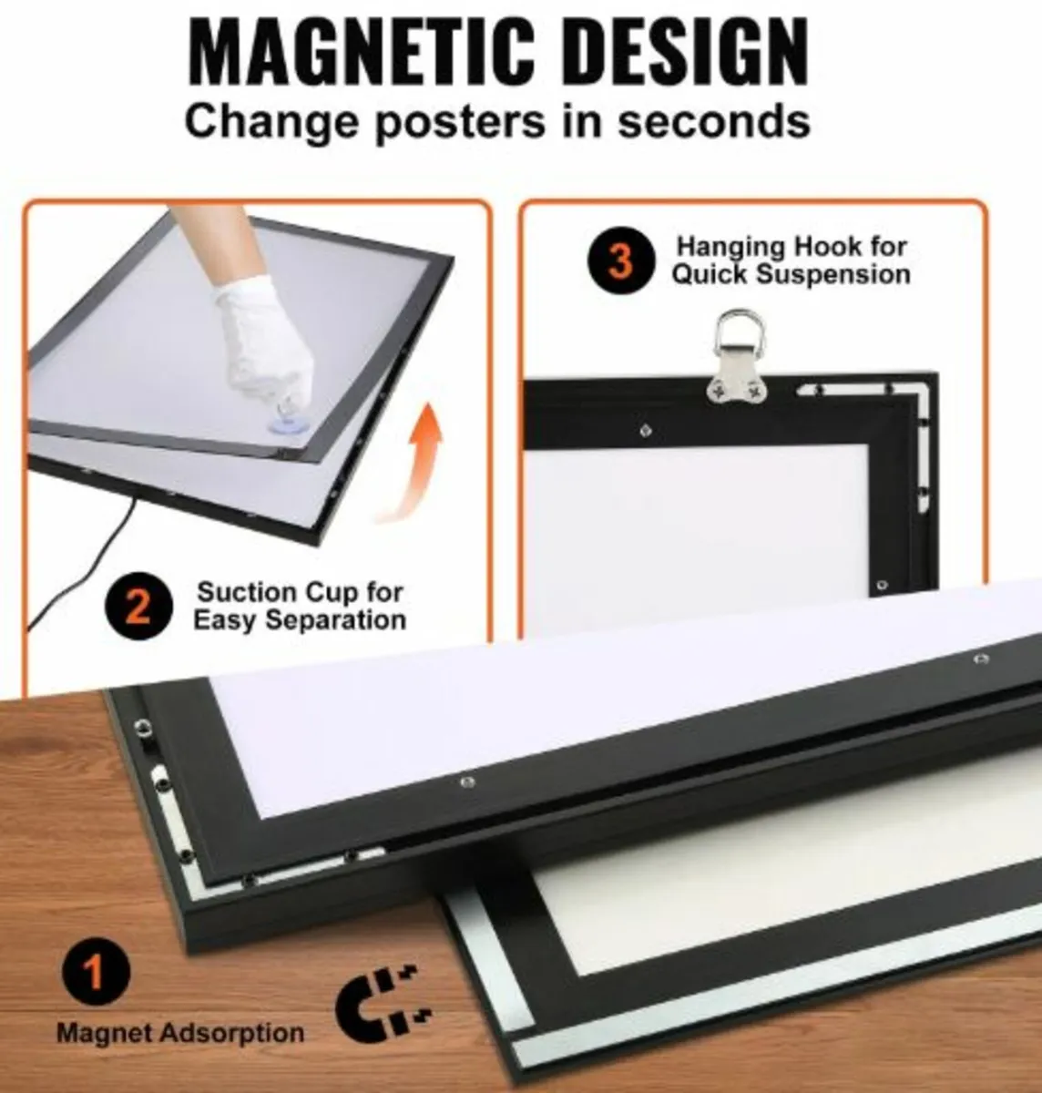 LED Poster Frame in Black,16x24 Inch Picture Frame - Image 2