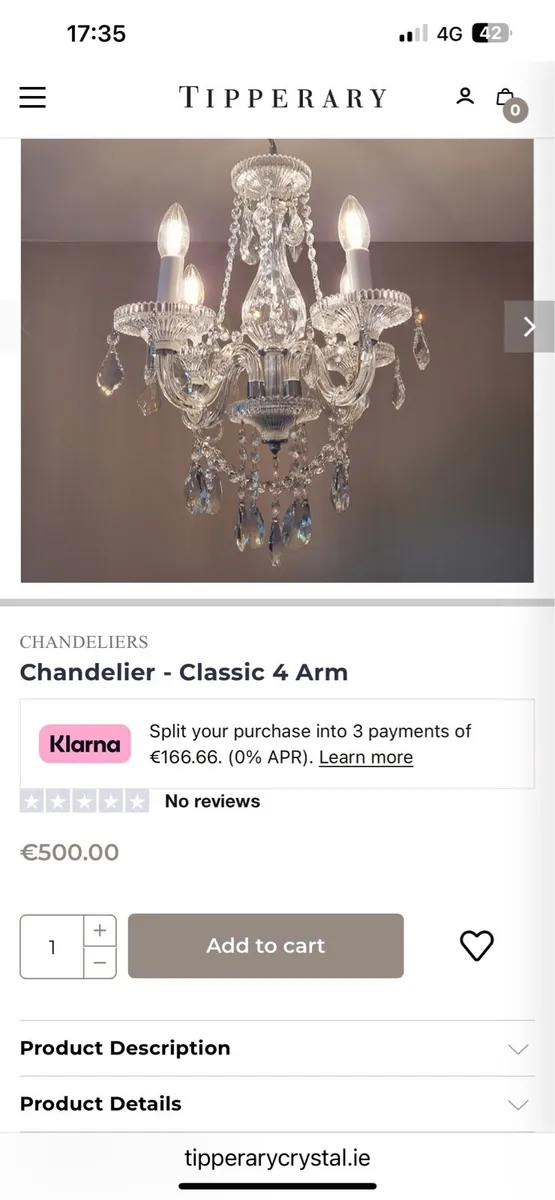 Tipperary Crystal Chandelier for sale - Image 2
