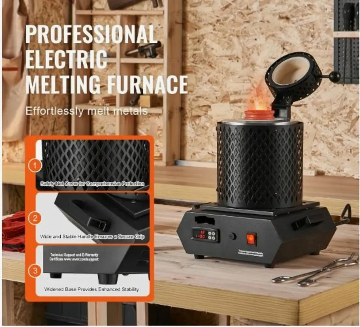 Gold Melting Furnace, 1350W Electric Digital - Image 3
