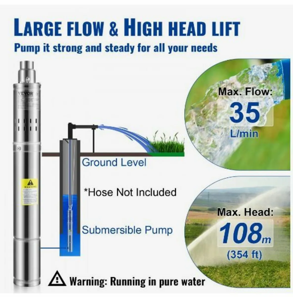 Deep Well Submersible Pump, 550W - Image 3