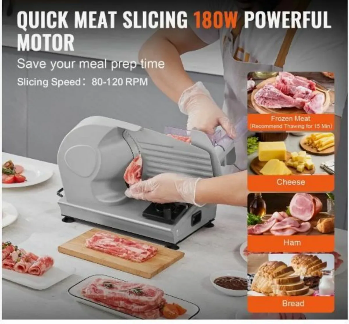 Meat Slicer, 180W Electric Deli Food - Image 2