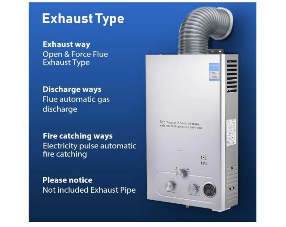 18L Gas Instantaneous Water Heater, 32 KW LPG - Image 4