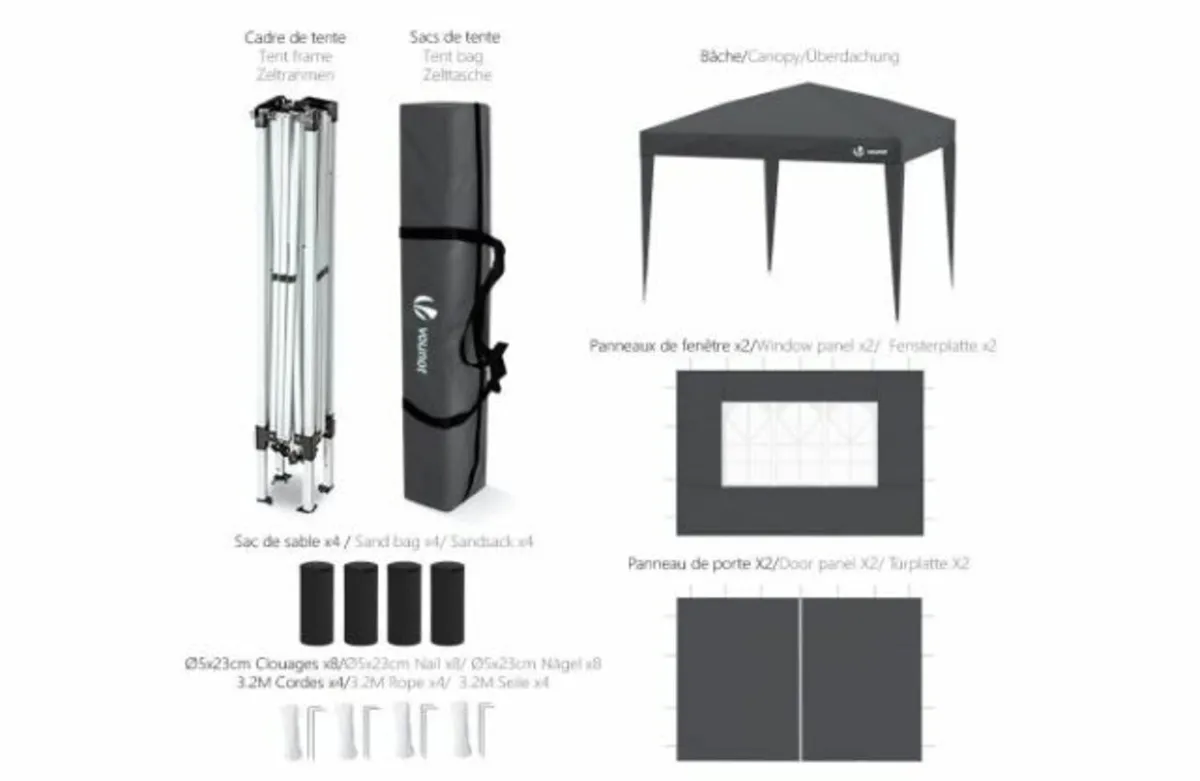 3x3m gazebo with 4 side panels - Image 3