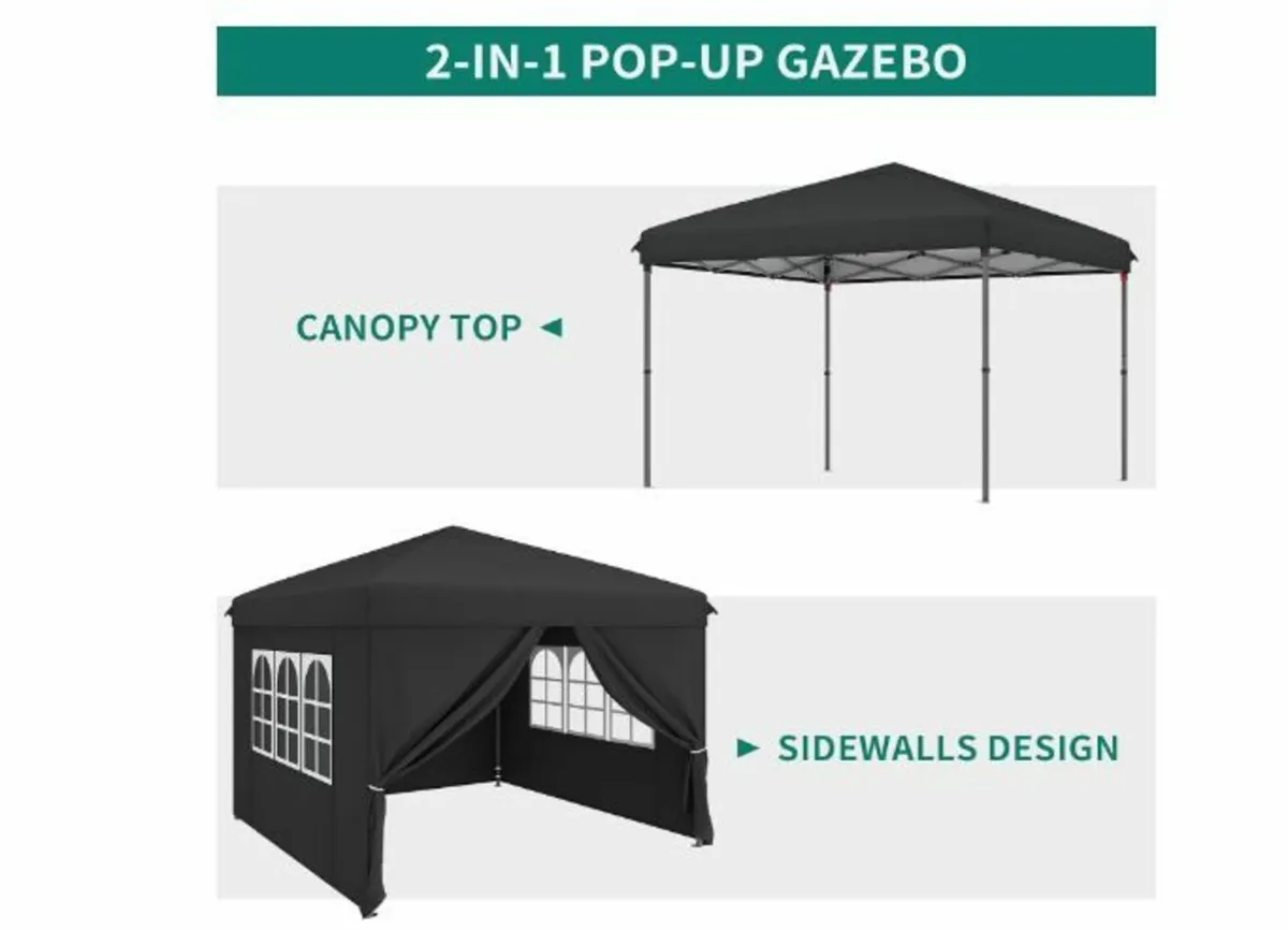 Pop Up Gazebo 3 x 3 m with 4 Side Panels - Image 3