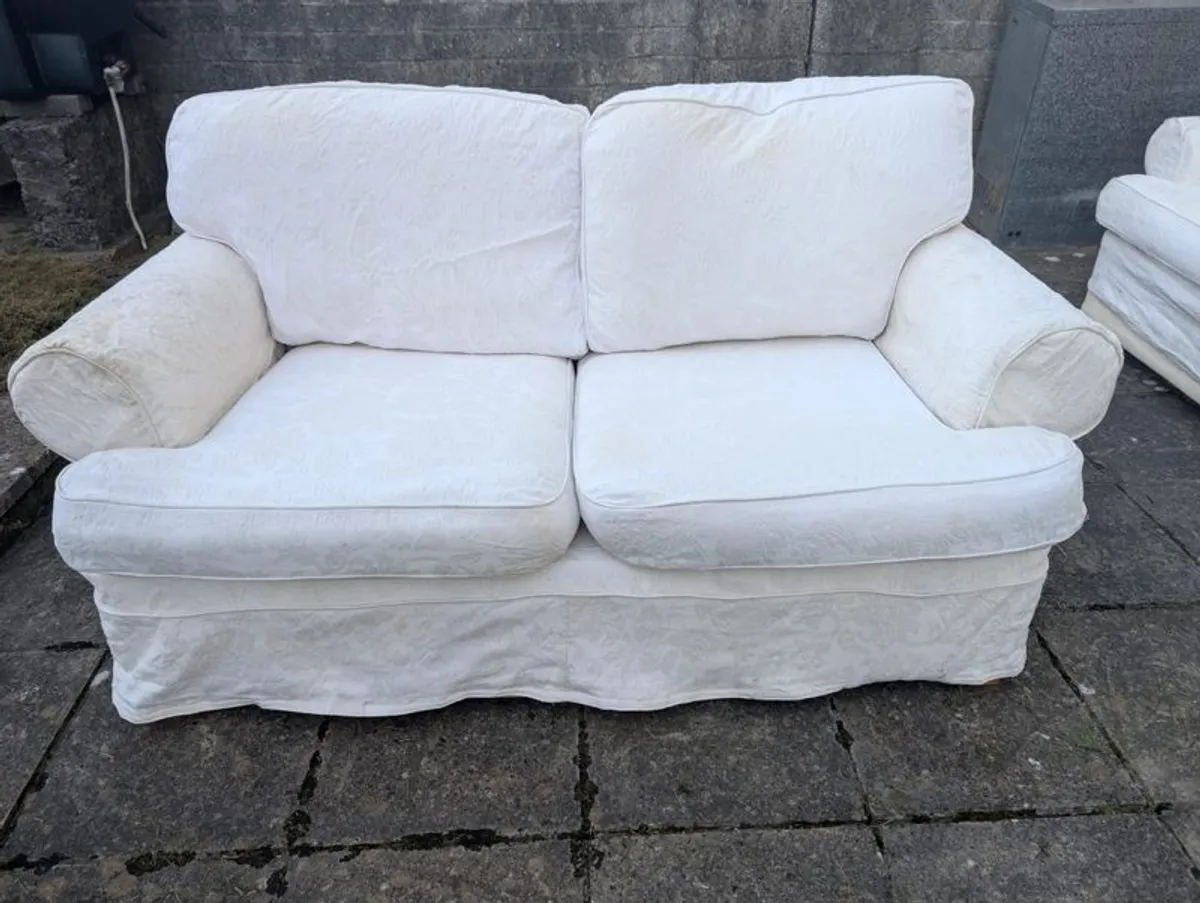 two cream sofa for sale - Image 2