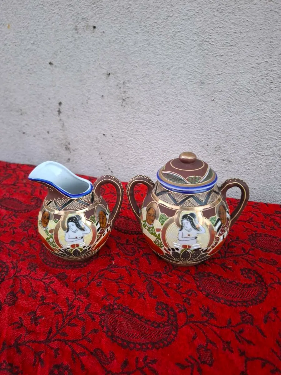Asian brown china sugar milk jug postage possible
