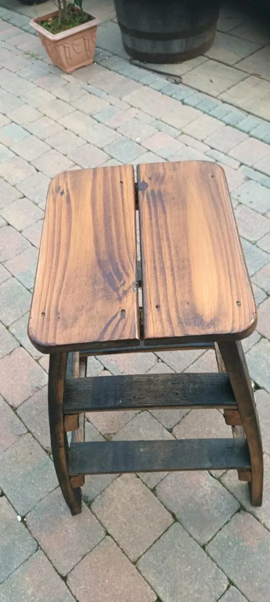 Oak barrel with stools for garden patio mancave pu - Image 2