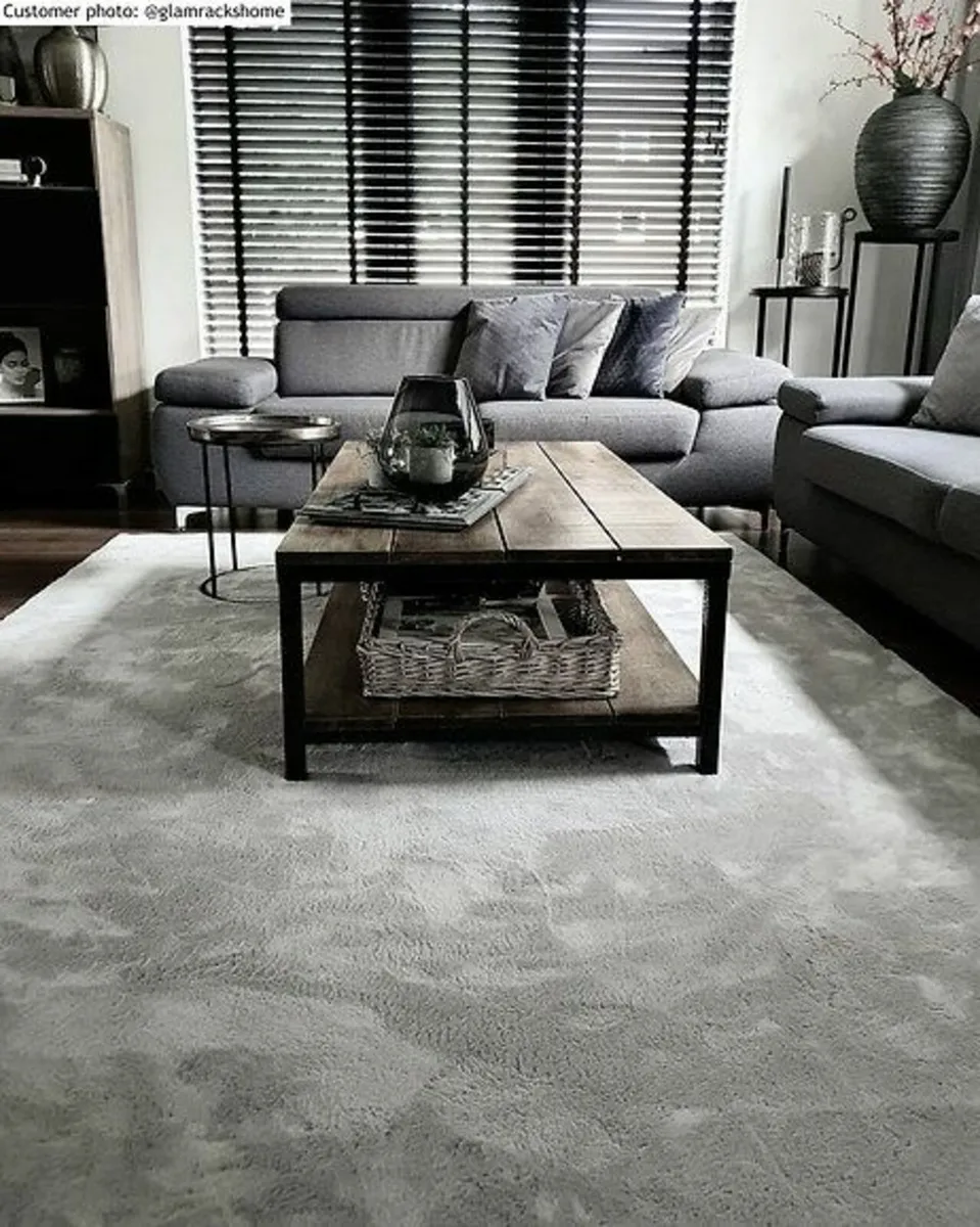 Shaggy Rug Furry Grey or Green 200 x 290 cm Soft F - Image 1