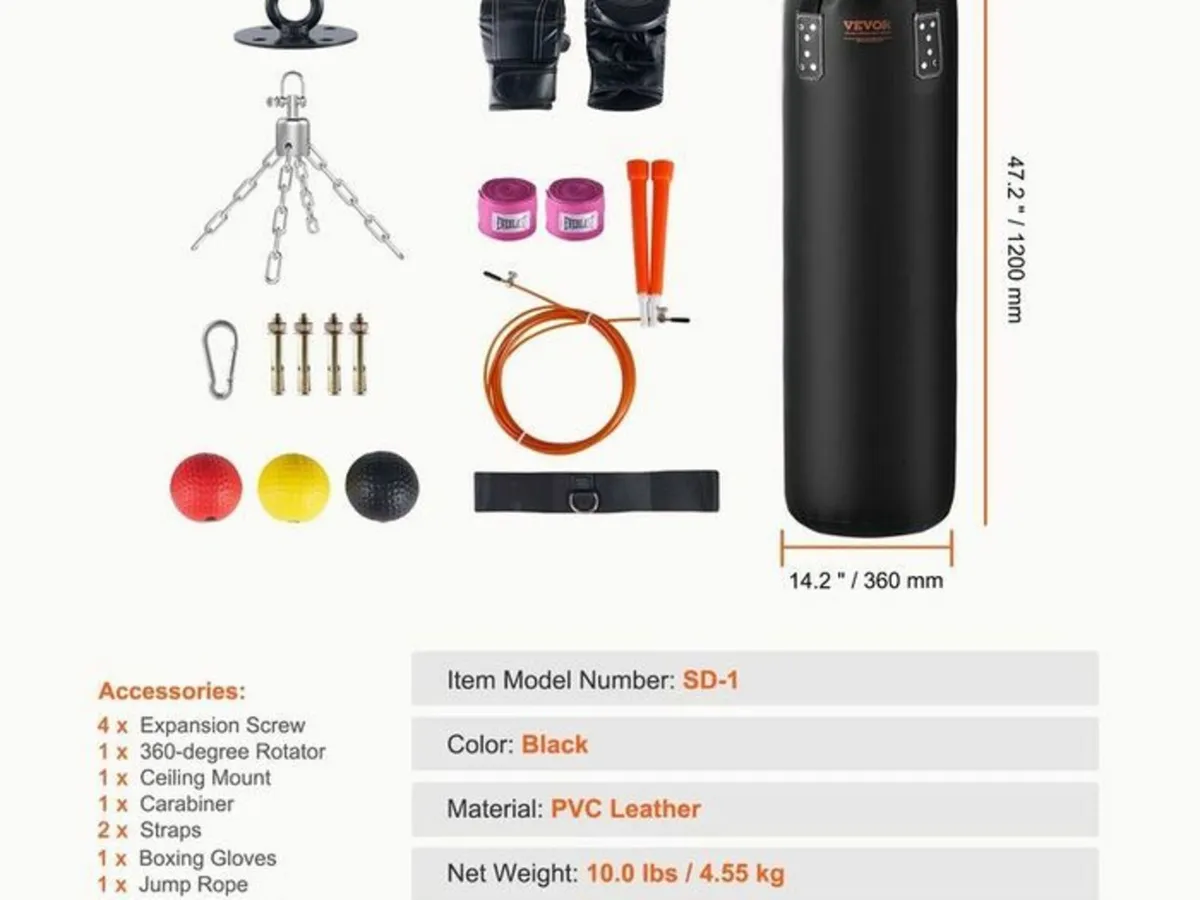 Punching Bag for Adults, 4ft PVC Heavy Boxing Bag - Image 2