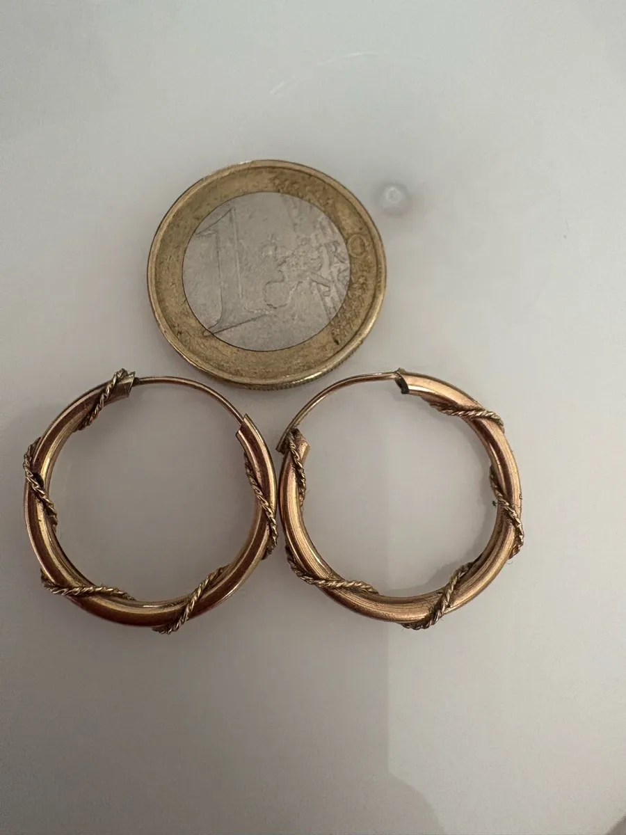 9ct gold hoop earrings - Image 3