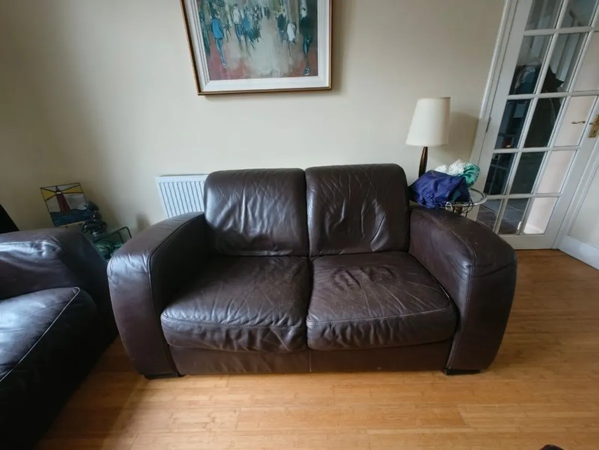Two leather sofas for sale - Image 2